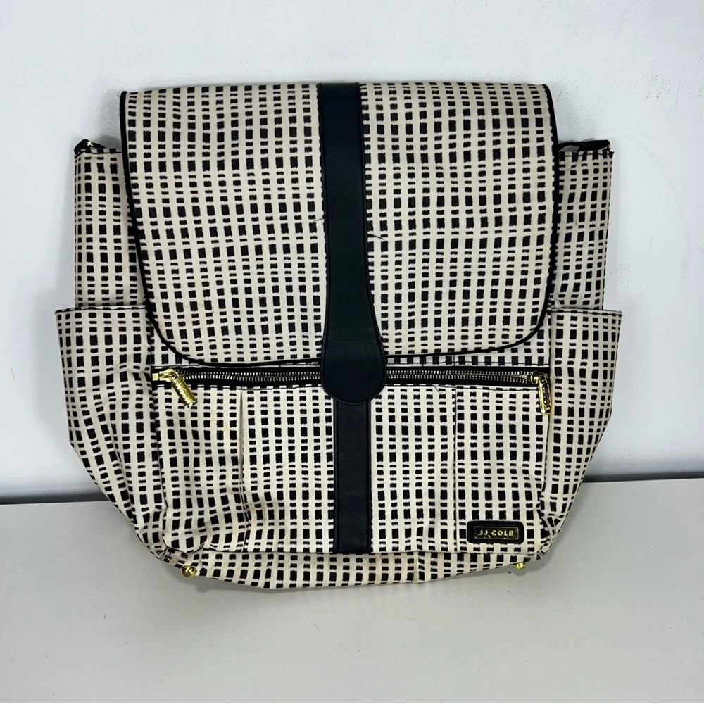 JJ Cole Black and Cream Diaper Bag Backpack